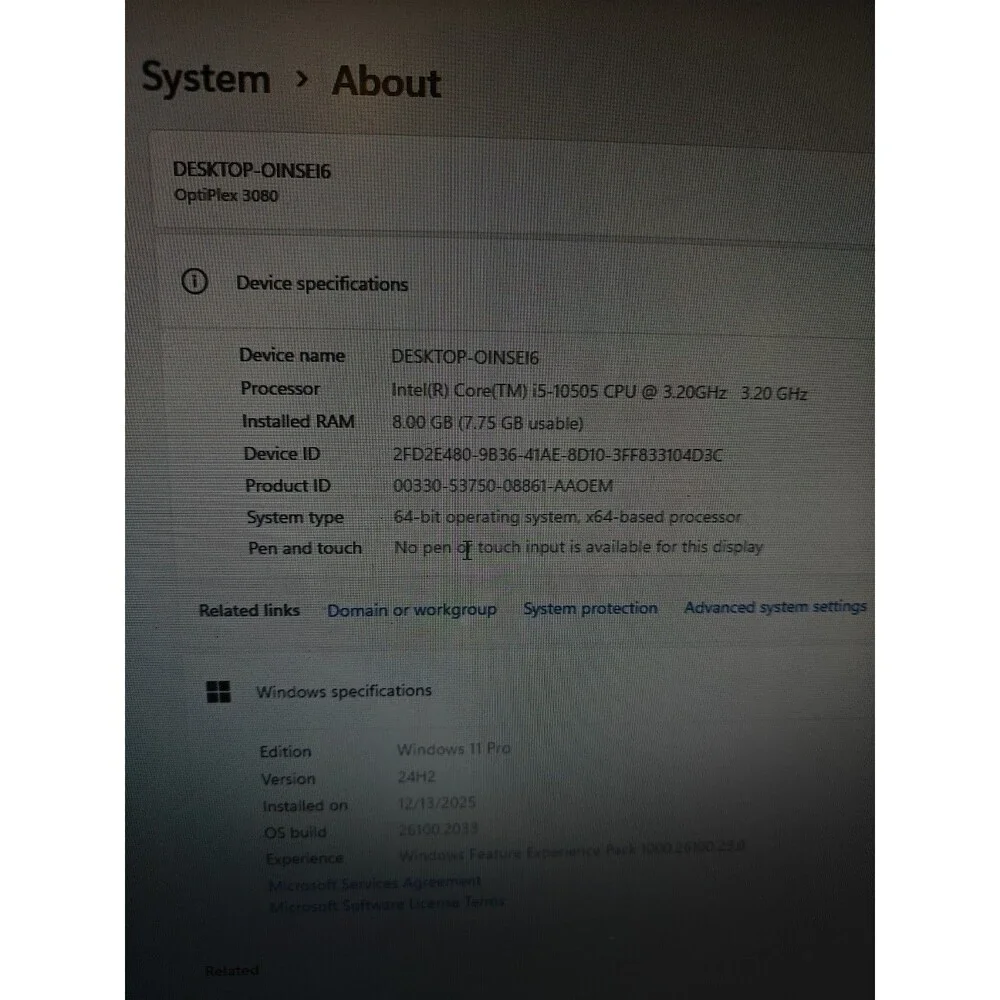 Dell Optiplex 3080 Desktop i5-10505 8GB 500GB SSD Win11Pro